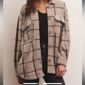Z Supply PLAID TUCKER SHIRT JACKET | “off white” | size medium